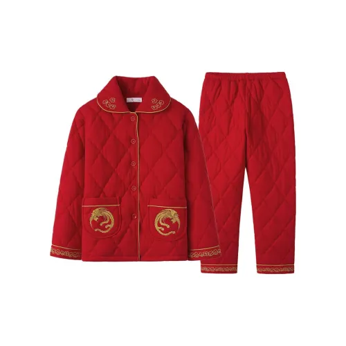 DUOQIAOMEI Красный Женский Пижамный Комплект