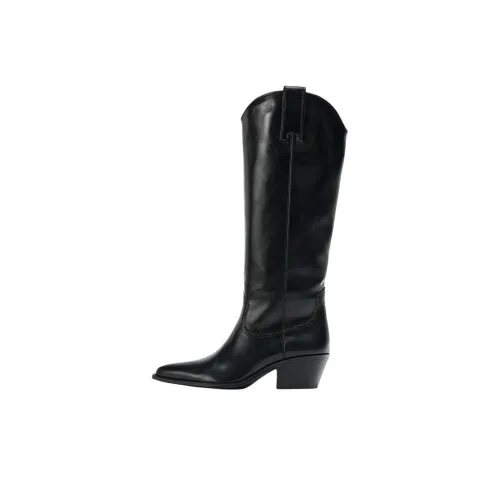 ZARA Колено Высокие сапоги 5 см Женские Черные