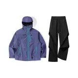 Фиолетовая ветровка + черные ветрозащитные штаны