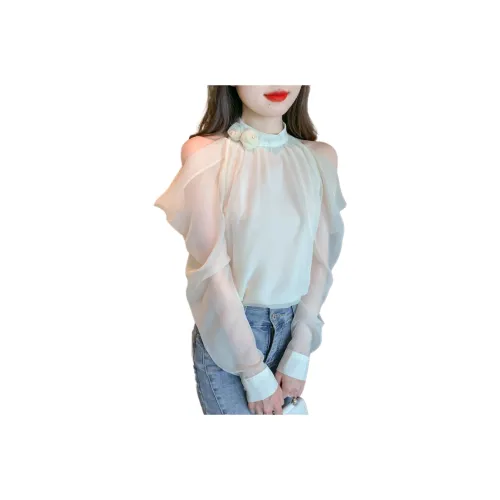 LANGQING Абрикос С подарками LANGQING Бренд Значок Женские Рубашки