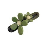 Двойной цветок заколка "Утка" - зеленый