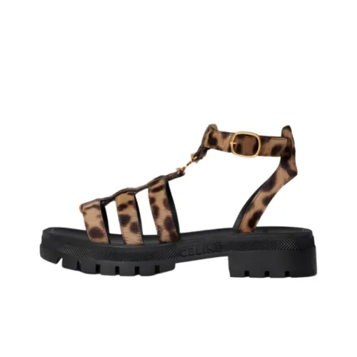 Сандалии CELINE в римском стиле Женские с леопардовым принтом
