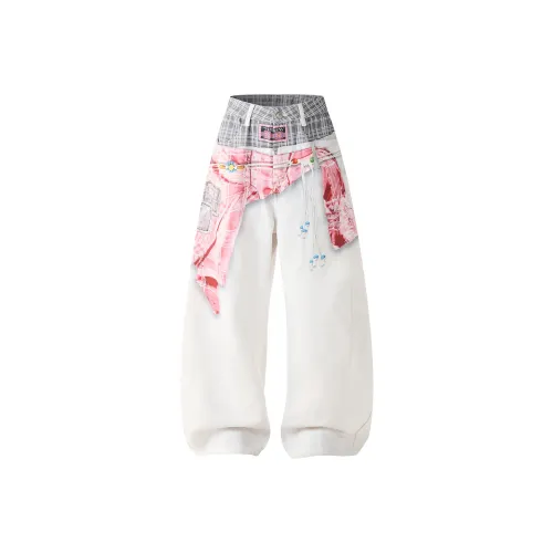 WARNING LIGHT Белый Унисекс Джинсы