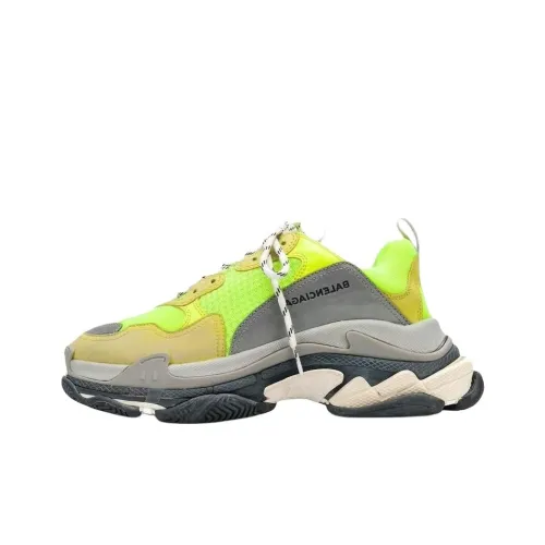 Balenciaga Triple S Low Топ Толстая подошва Кроссовки Мужские Желто-Серые