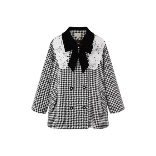 TSKIU Черно-белое клетчатое женское пальто