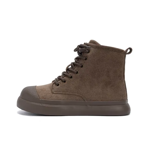 HUANQIU 11 см Мартин Ботинок 3 см Женский Кофейный