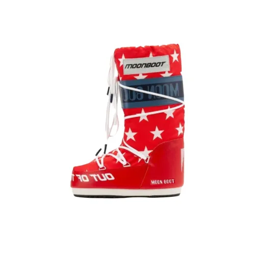 MOON BOOT Icon Retrobiker Колено Высокие Сноубутсы Унисекс Красный Белый