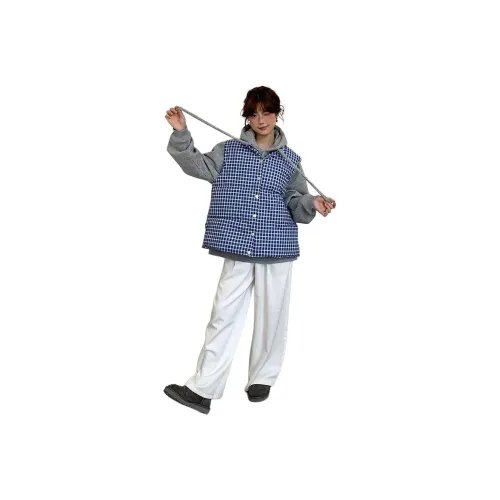 YICHEN Женские жилеты в синей клетке