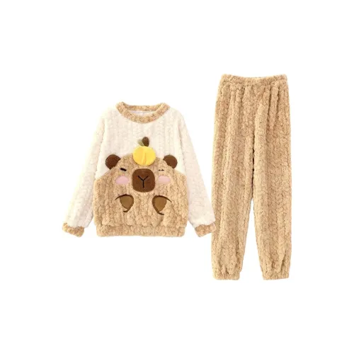 Daiyindie Осенние и зимние пижамы для женщин утолщенные и с флисовой подкладкой термические коралловый флис домашняя одежда