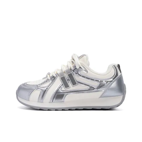 HUANQIU Теплоизоляционное покрытие Рекомендуемый рост Увеличение Низкий Топ Скейтборд Кроссовки Женские Серебряный