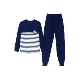 Ху-Осенние Брюки) Темно-Синий Полосы