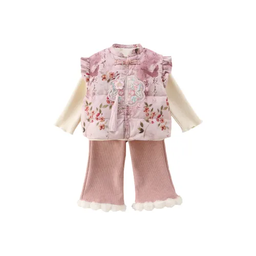 GOYN Комплект одежды Экрю Базовый слой + Розовый топ + Розовый низ Малыш Повседневная спортивная одежда