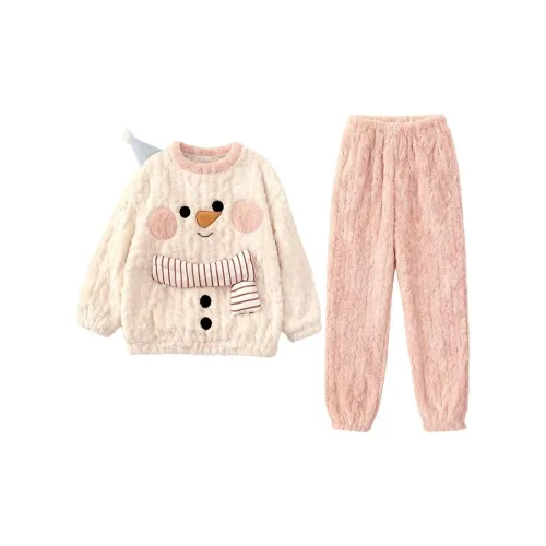 Daiyindie Осенний Зимний Пижамный Комплект Женские Утолщенный и с Флисовой Подкладкой Термический Коралловый Флис Наборы Одежды