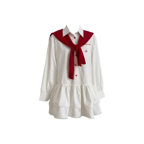 ORANDOR WEAR Белый Женские Длинные Платья с Рукавами