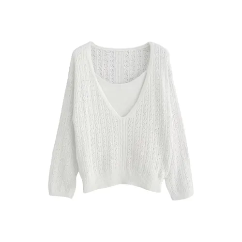 Wang Leshi Экрю Женская Трикотажная