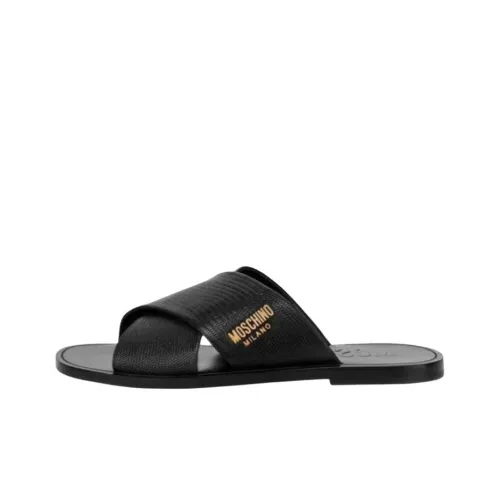 MOSCHINO Тапочки из натуральной кожи Мужские Черные