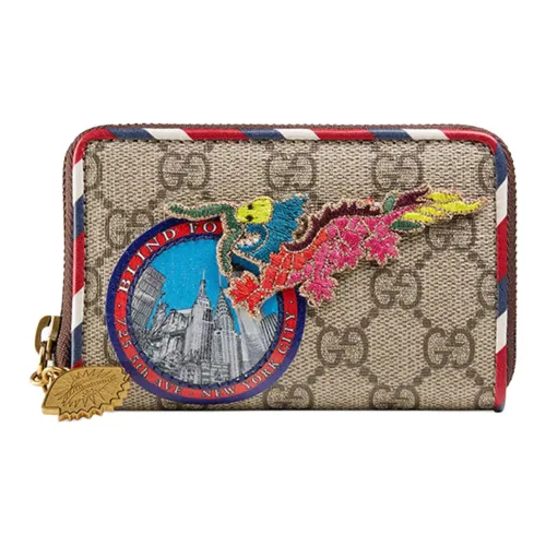 GUCCI Canvas с кожаными вставками кошелек для монет кошелек унисекс цвет эбеновое дерево многоцветный