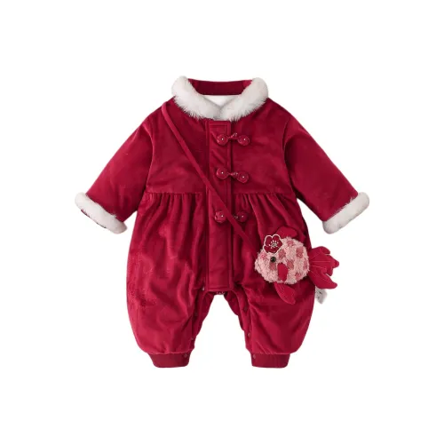 XiaoJinBu Темно-красный Малыш Комбинезоны Ползунки