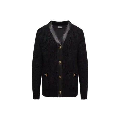 Moncler Кардиган Утепленный из Ланы и Мохера с отделкой из кожи пуховик женский