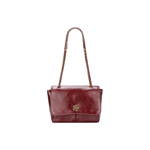 SMILE FOCUS Microfiber Synthetic Leather Shoulder Bag Standard Women's Burgundy