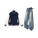 Темно-синий топ + синие штаны