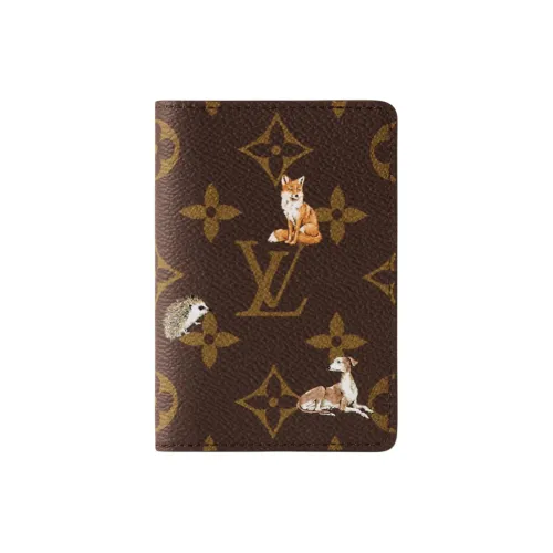 LOUIS VUITTON Pocket Organizer Монограмма Forest Покрытый холст Держатель для карт Мужской Коричневый