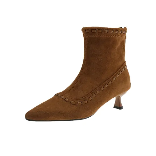 Dragon Dance Ботинки Ботильоны French Kitten Heel Тонкие Ботинки Женские