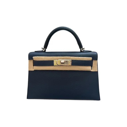 HERMES Mini Kelly 2nd Generation Эпсомская кожа Сумка Мини Женская 7K BLEU Abysse Глубокое море Синий