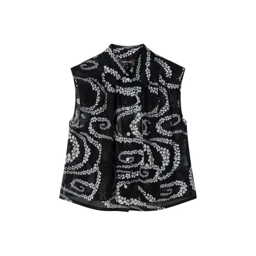 CHANEL Черные/Белые Женские Рубашки