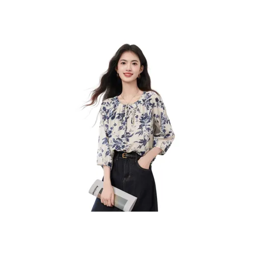 XINFEIYU Чернильный цветочный Женский топ