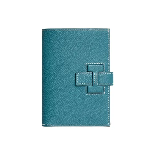 HERMES H Passant Epsom Телячья кожа Кошелек Женские D2 Новый Джинсовый синий