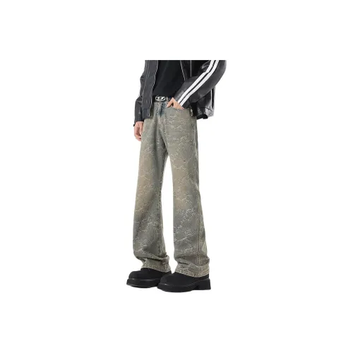 ZENGZHI Джинсы Свободный крой Буткат Унисекс