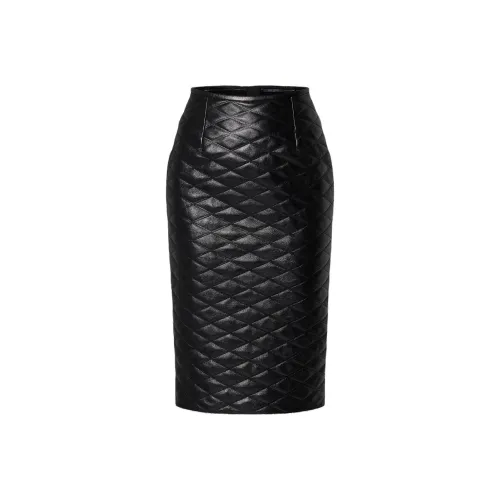 LOUIS VUITTON SS24 Кожа Длинная Юбка Женская Черная