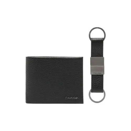 CK Calvin Klein Коровья кожа Держатель для карт кошелек Мужской Черный