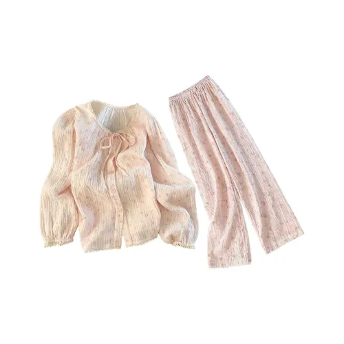 QIAOYUN Светло-розовый женский пижамный комплект