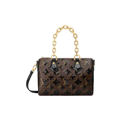 LOUIS VUITTON Speedy Бренд Буква Узор Полный принт Одно плечо Сумка Женская Коричневая