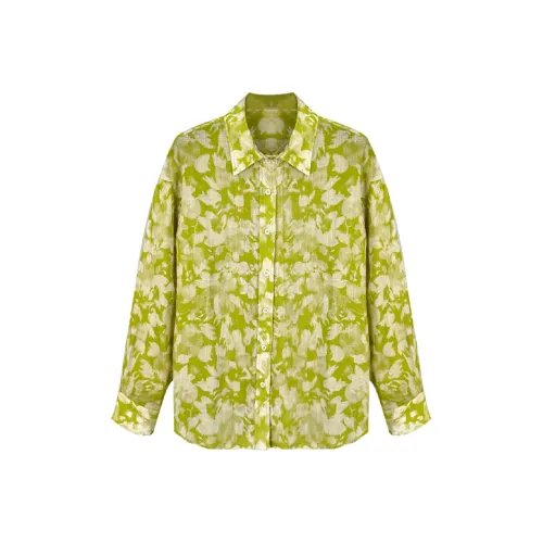 GZQJ Зеленые цветочные женские рубашки