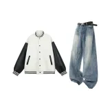 Белый топ + синие штаны