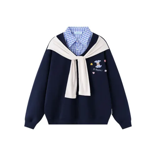 Incolore Темно-синий Синий Женский Свитшот