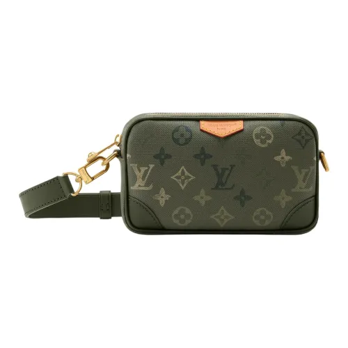 LOUIS VUITTON Trocadero Монограмма Surplus Покрытый холст Сумка через плечо Кошелек Мужской Темно-зеленый