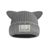 Серый ярлык, вязаная шапка для ушей
