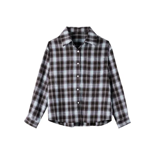 MEISIDUO Кофейная клетка Пальто Женские Рубашки