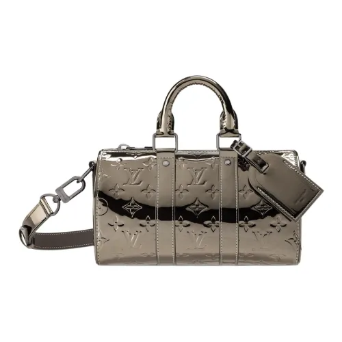 LOUIS VUITTON KeepallSKI Skiing Collection Покрытый холст Одно плечо Сумка 25 Женская Серебряная