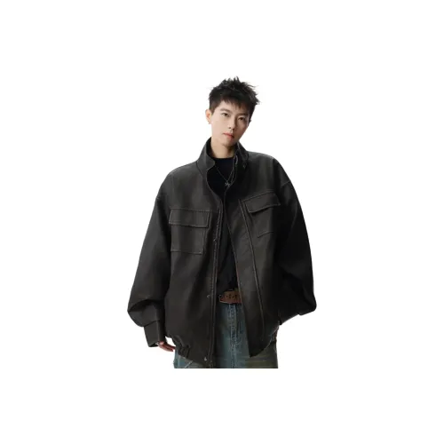 THE AIER Коричневый Унисекс Кожаные куртки