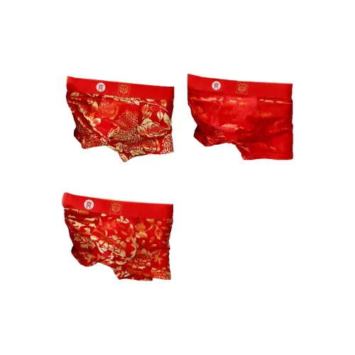 FAVMARTHA Красно-золотая ветка + Золотой розовый + Золотой пион Мужские боксеры