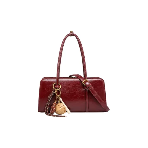 SMILE FOCUS Microfiber Synthetic Leather Bag Standard Women's Burgundy