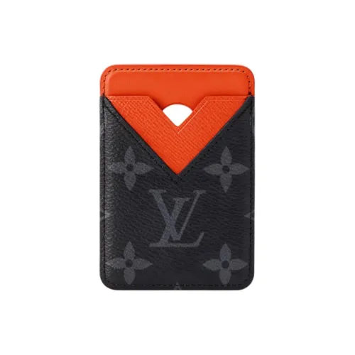 LOUIS VUITTON Покрытый холст Картхолдер Мужской Черный и Оранжевый