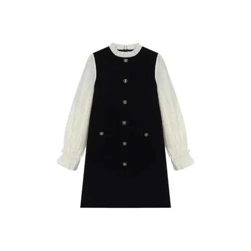 GZQJ Черные Женские Длинные Платья с Длинными Рукавами