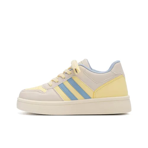 HUANQIU Легкий Верх с Покрытием Низкие Кроссовки для Скейтбординга Женские Бежево-Желтые