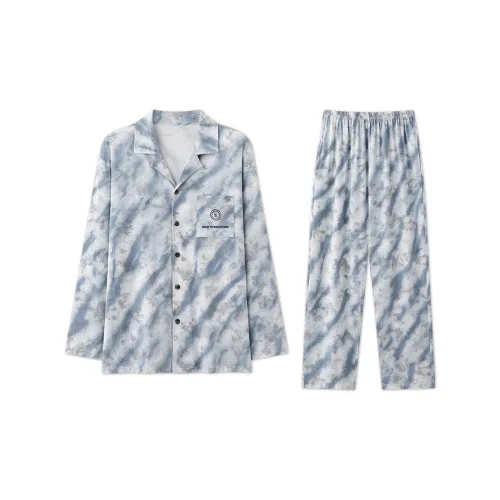Mulong Family Синий Белый Смешанный Цвет Мужской Пижамный Комплект